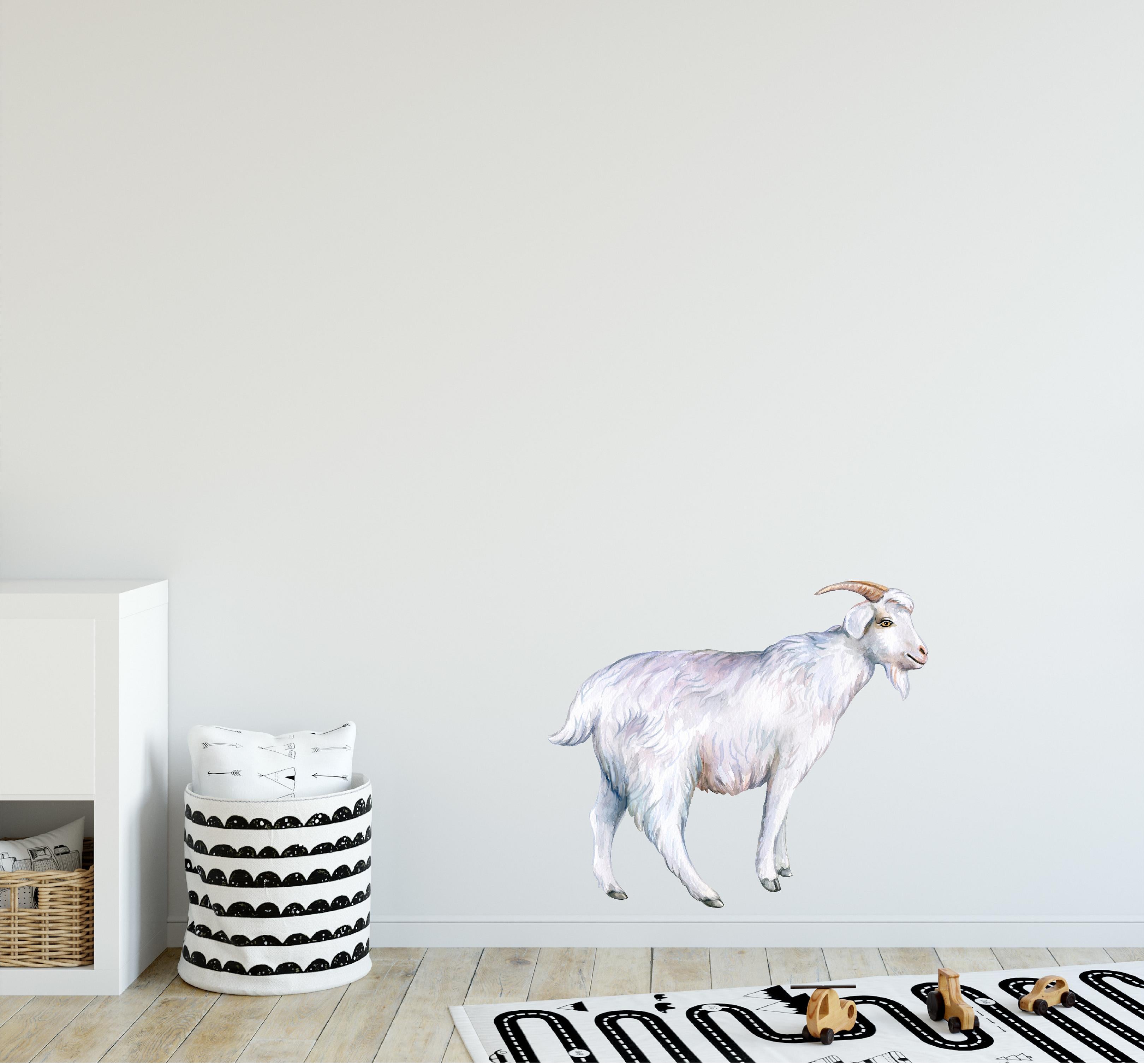 White Goat Wall Decal Farm Animal Removable Fabric Wall Sticker | DecalBaby