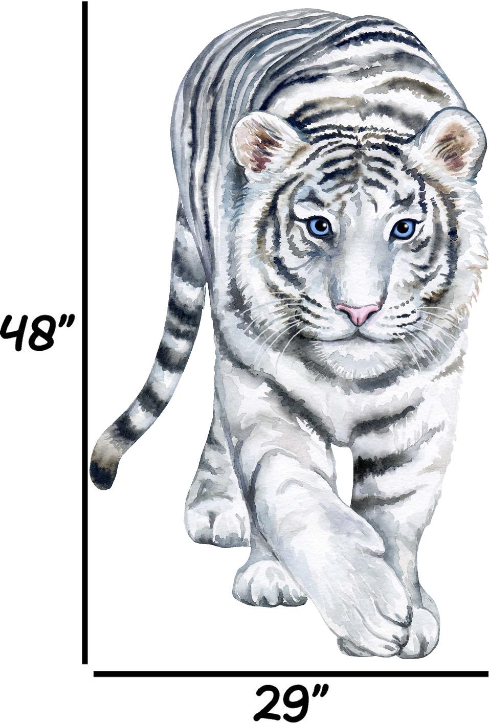 White Tiger Wall Decal Safari Animal Wall Sticker Removable Fabric Vinyl | DecalBaby