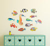 Load image into Gallery viewer, Tropical Fish Wall Decal Set Watercolor Sea Life Animals Removable Fabric Vinyl Wall Stickers