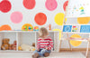 Load image into Gallery viewer, X-LARGE Watercolor Rainbow Dots Wall Decal Set • 36 Dots • Removable Fabric Wall Stickers • Colors of the Rainbow Collection