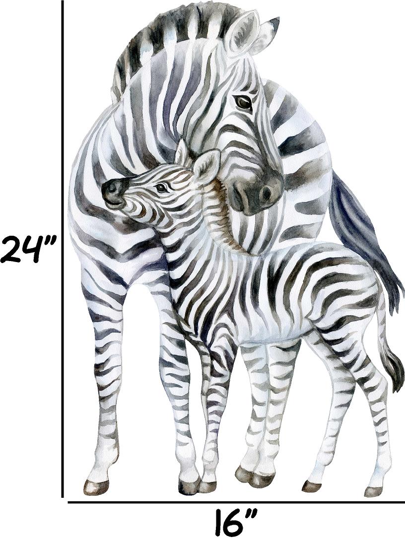 Mother Zebra & Baby Wall Decal African Safari Animal Removable Fabric Wall Sticker | DecalBaby