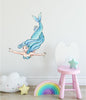 Watercolor Blue Mermaid Wall Decal Mermaid Wall Sticker | DecalBaby