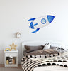 Watercolor Blue Spaceship Wall Decal Space Rocket Wall Sticker Space Ship Fabric Vinyl Wall Sticker | DecalBaby