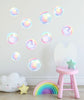 Load image into Gallery viewer, Watercolor Rainbow Bubbles Wall Decal Set Bubbles Wall Stickers Wall Art Nursery Decor Removable Fabric Vinyl Wall Stickers SIZE LARGE | DecalBaby