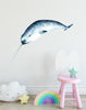 Load image into Gallery viewer, Watercolor Narwhal Wall Decal Blue Sea Unicorn Removable Fabric Vinyl Wall Sticker