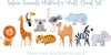 Safari Animals Watercolor Wall Decal Set Removable Fabric Vinyl Wall Stickers for Kids
