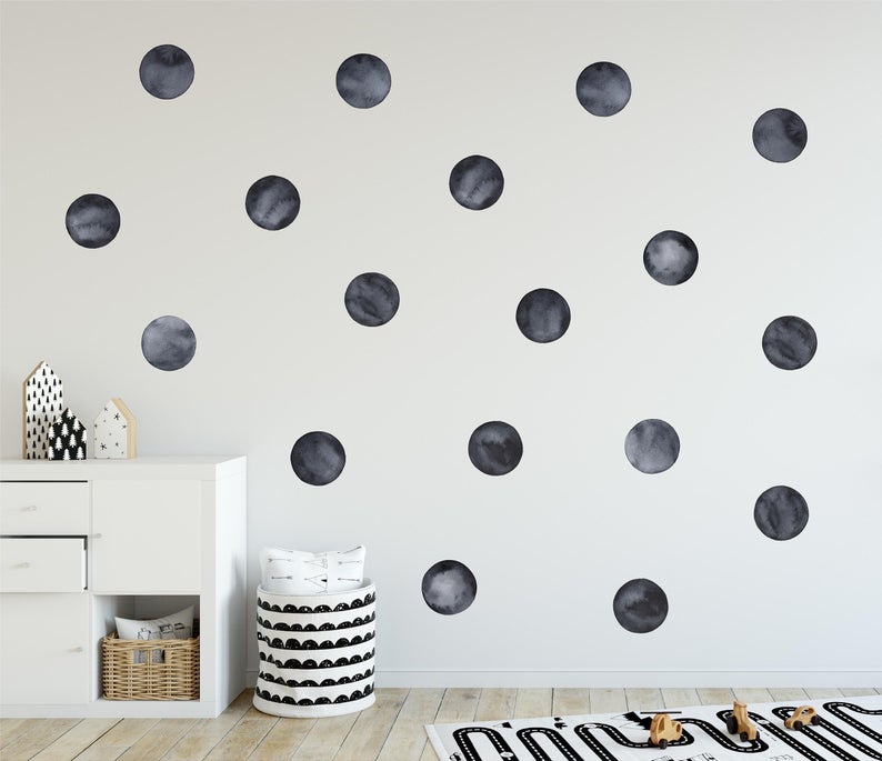 Black Polka Dot Wall Decal, Polka Dot Sticker