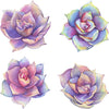 Load image into Gallery viewer, Watercolor Purple Rainbow Succulents Wall Decal Set of 4 Floral Removable Fabric Vinyl Wall Stickers