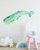 Watercolor Green Whale Wall Decal Removable Fabric Vinyl Sperm Whales Sea Animal Wall Sticker