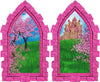 3D Castle Window Fairy Tale Cherry Blossom Trees Wall Decal Set of 2 Removable Fabric Vinyl Wall Sticker