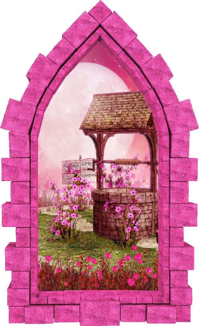 3D Castle Window Magic Wishing Well Wall Decal Fairy Tale Removable Fabric Vinyl Wall Sticker