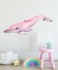 Watercolor Pink Whale Wall Decal Removable Sea Animal Fabric Vinyl Wall Sticker