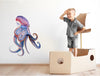 Load image into Gallery viewer, Watercolor Octopus Wall Decal Whimsical Removable Fabric Vinyl Wall Sticker