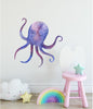 Load image into Gallery viewer, Sleepy Octopus Watercolor Wall Decal Whimsical Removable Fabric Vinyl Wall Sticker