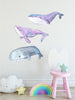Load image into Gallery viewer, Watercolor Sleepy Whale Wall Decal Set Whimsical Removable Fabric Vinyl Wall Stickers