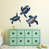 Load image into Gallery viewer, Watercolor Sea Turtles Wall Decal Set Ocean Sea Life Animals Removable Fabric Vinyl Wall Stickers