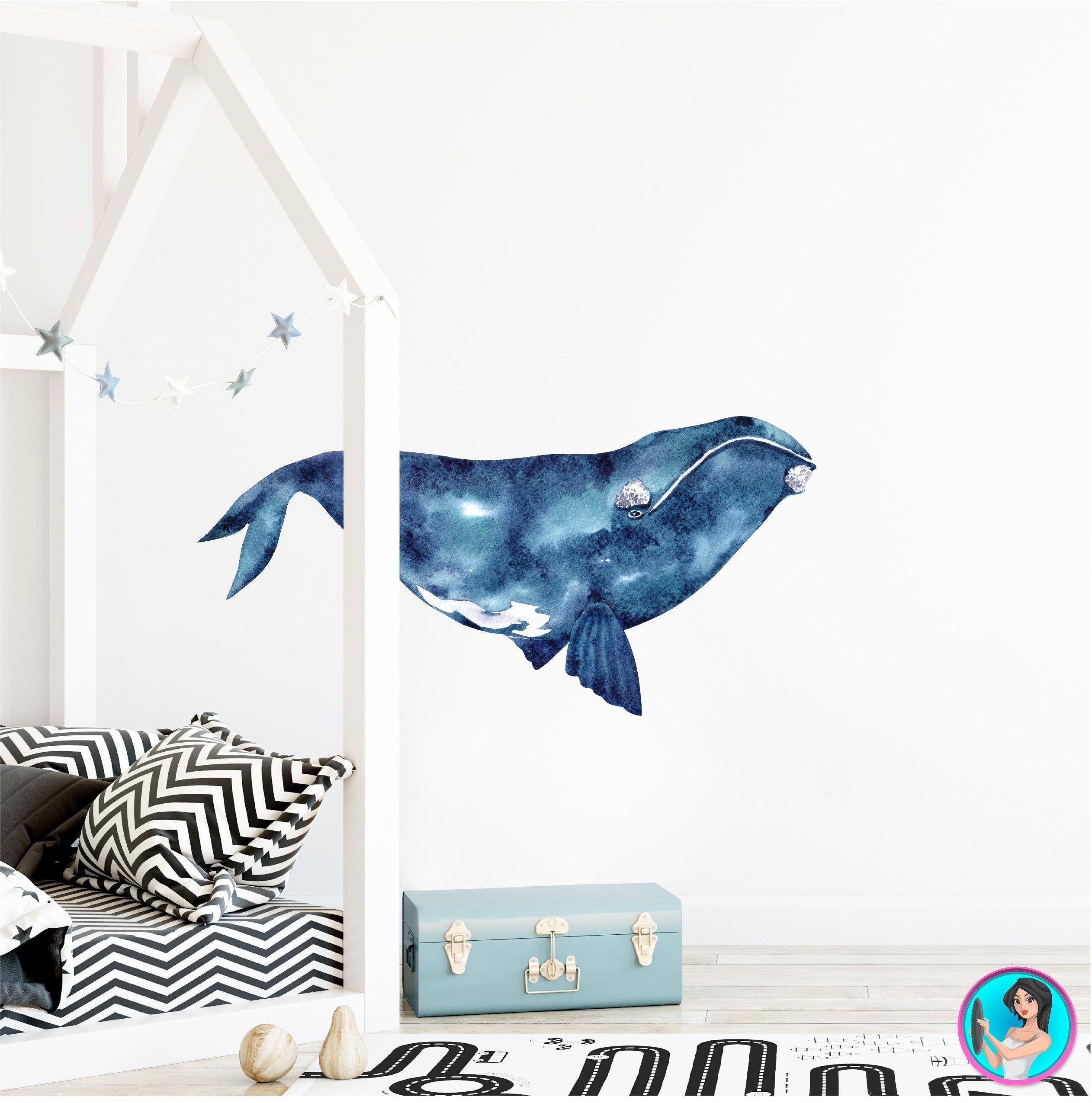 Watercolor Humpback Whale #2 Wall Decal Sea Animal Removable Fabric Vinyl Wall Sticker
