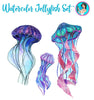 Watercolor Jellyfish Wall Decal Set Ocean Sea Life Animals Removable Fabric Vinyl Wall Stickers