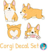 Cute Corgi Wall Decal Set of 4 Corgi Pups Removable Fabric Vinyl Wall Stickers