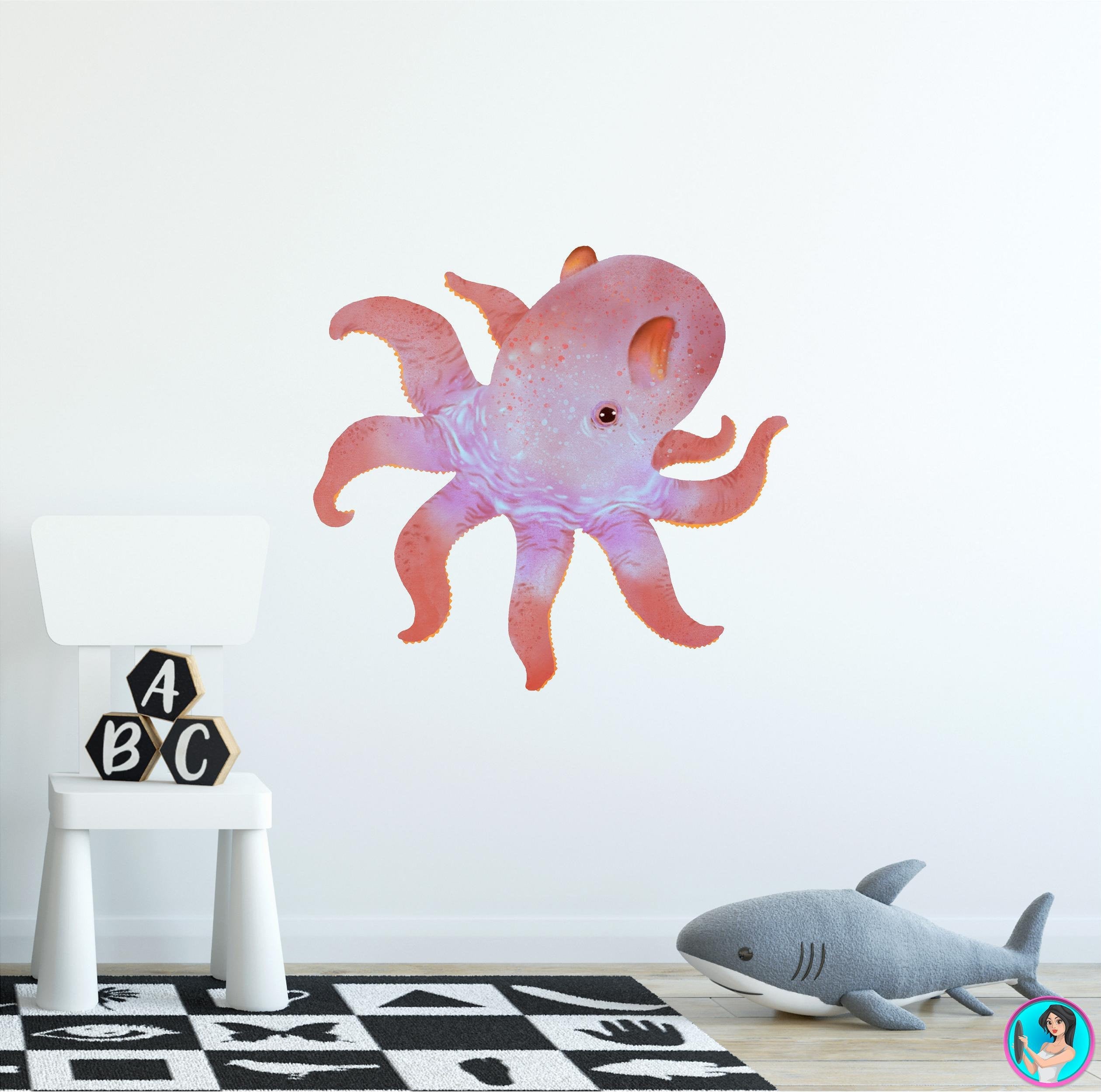 Dumbo Octopus Wall Decal Removable Fabric Vinyl Cute Sea Animal Wall Sticker