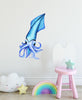Watercolor Blue Squid Wall Decal Removable Sea Animal Fabric Vinyl Wall Sticker