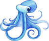 Watercolor Blue Octopus Wall Decal Deep Sea Animal Removable Fabric Vinyl Wall Sticker