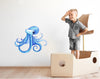 Watercolor Blue Octopus Wall Decal Deep Sea Animal Removable Fabric Vinyl Wall Sticker