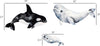 Arctic Animals Wall Decal Set #3 Watercolor Killer Orca & Beluga Whale Removable Fabric Vinyl Wall Stickers