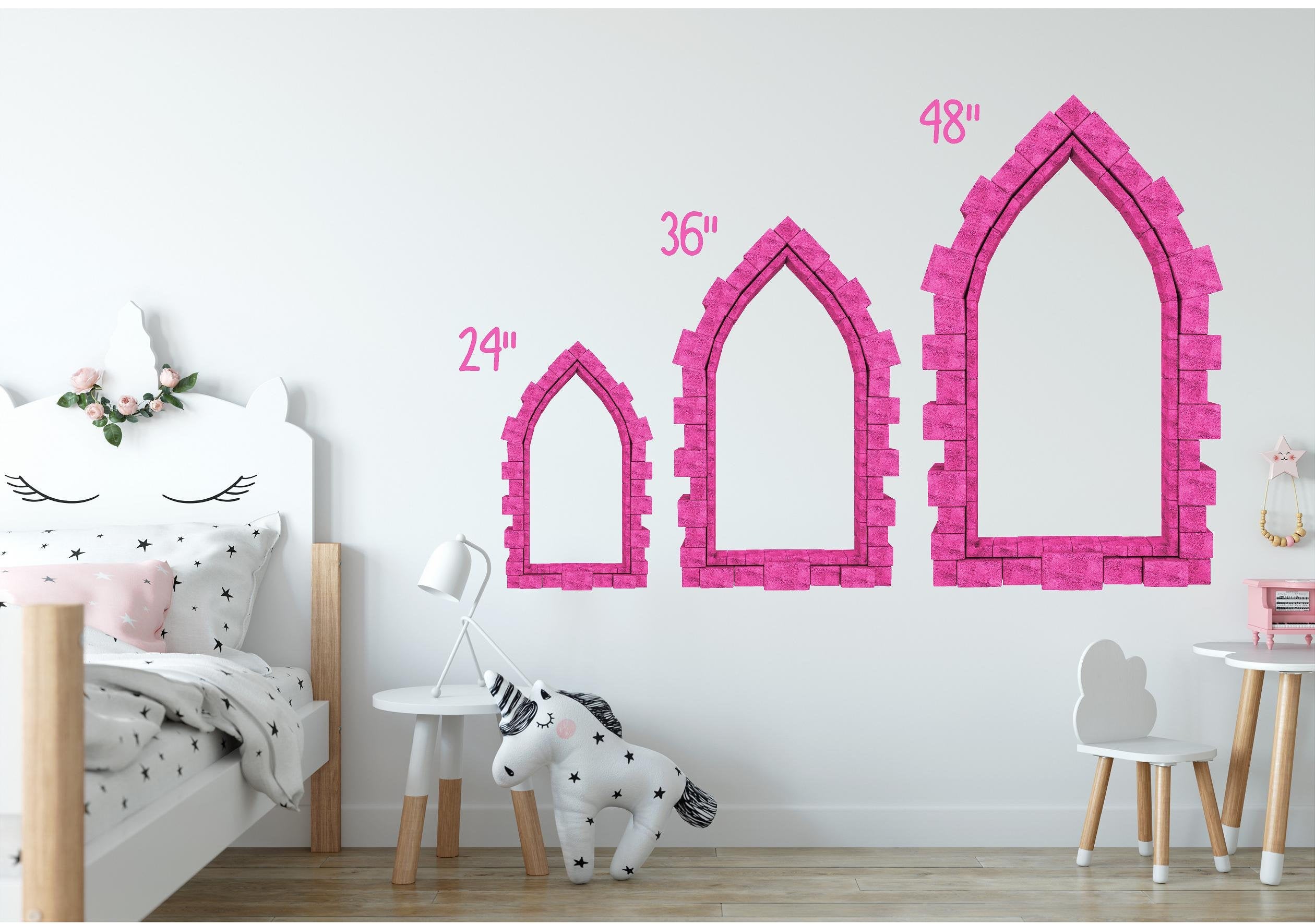 3D Castle Window Rapunzel's Castle Tower Wall Decal Princess Removable Fabric Vinyl Wall Sticker | DecalBaby