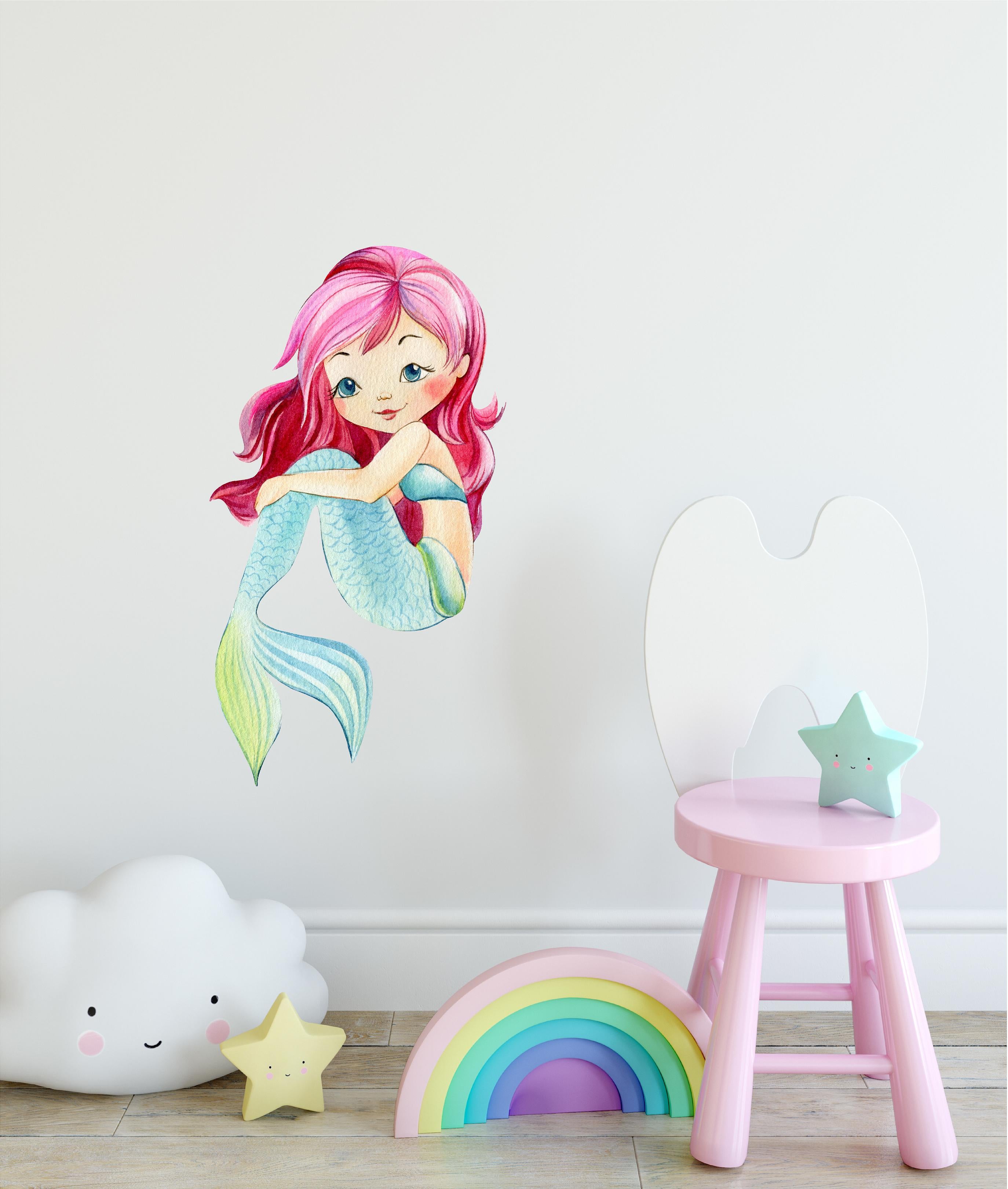 Watercolor Mermaid #2 Wall Decal Fabric Wall Sticker | DecalBaby