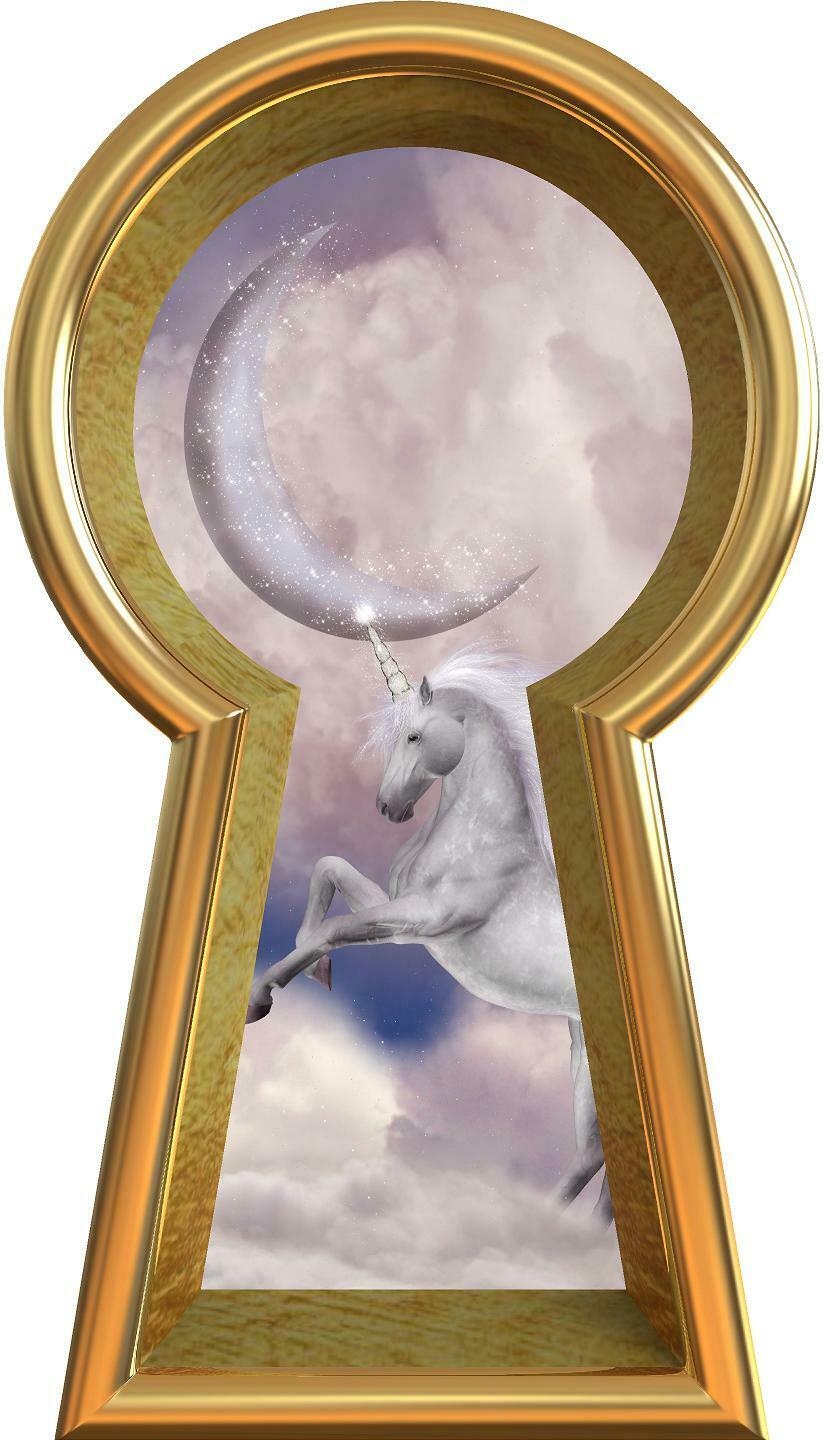 3D Keyhole Wall Decal Unicorn In The Clouds Fantasy Removable Wall Sticker | DecalBaby